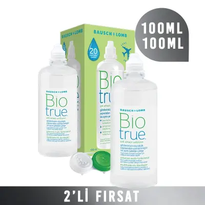 Bio True Solüsyon 100 ml + 100 ml (2 adet) - Bausch + Lomb