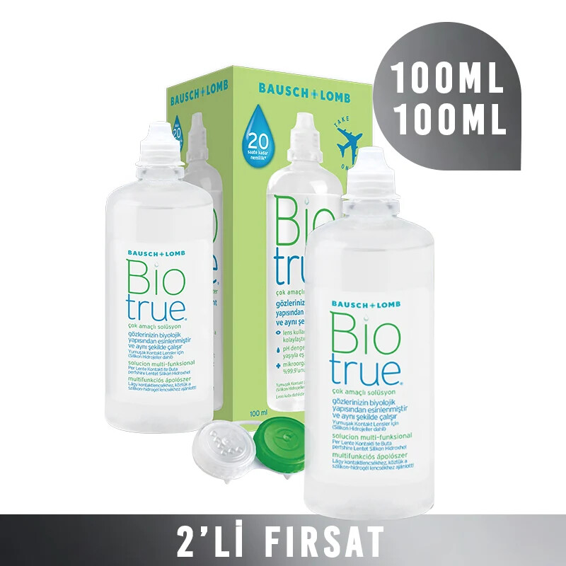 Bio True Solüsyon 100 ml + 100 ml (2 adet) - Bausch + Lomb